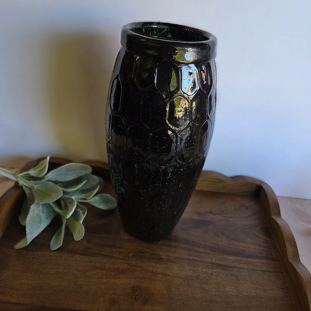 Black Painted Vintage Vase - 12" - Picture 3 of 4